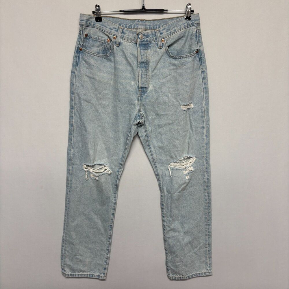 Levi's 501 Original Straight Jeans Men Size 32x30 Blue Denim Distressed D135 -26